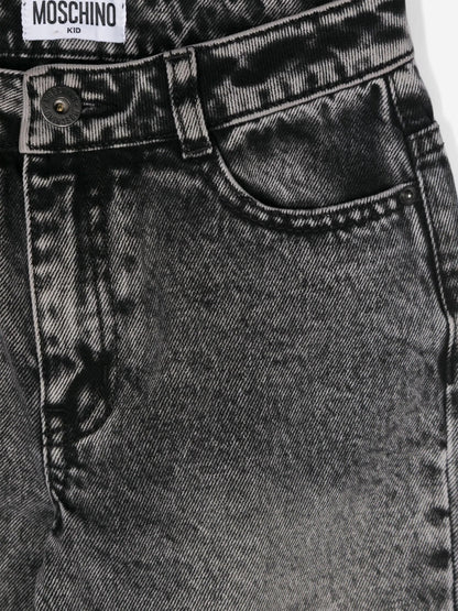 女童黑色常规版型牛仔裤