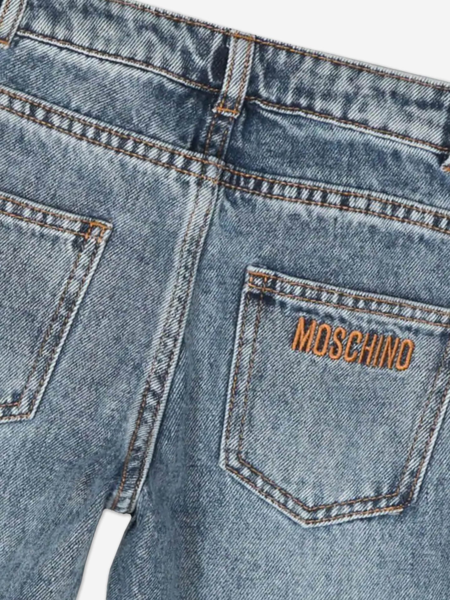 Moschino Kids 复古洗水牛仔裤（蓝色）
