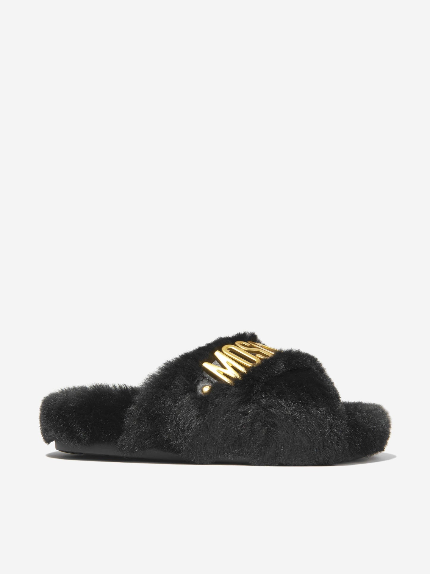 Moschino 女童仿皮草徽标拖鞋