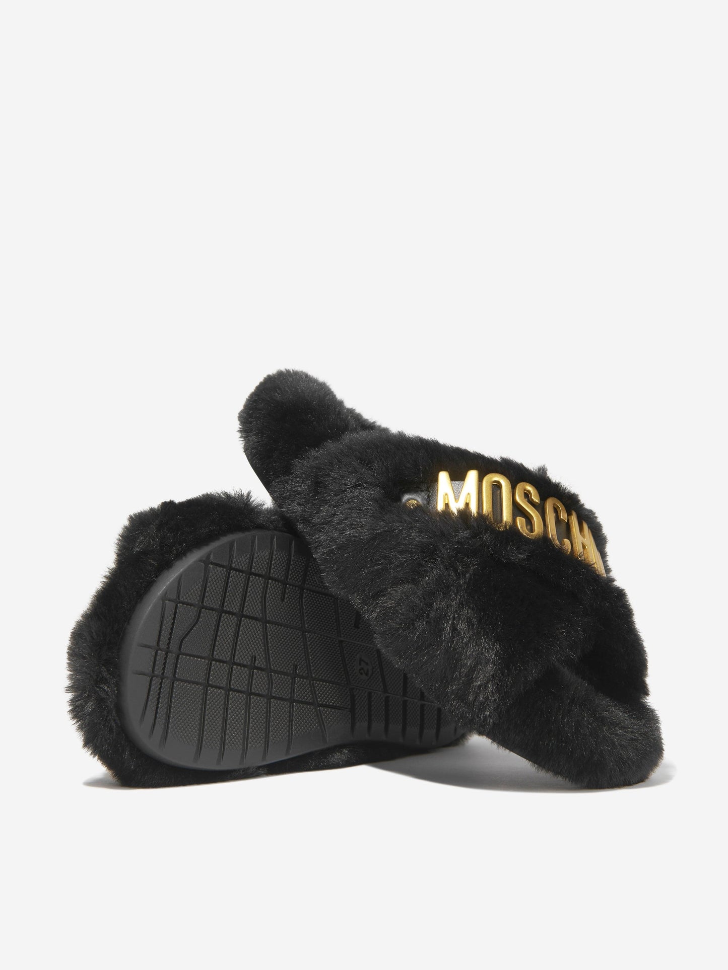 Moschino 女童仿皮草徽标拖鞋