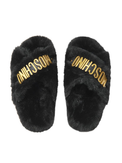 Moschino 女童仿皮草徽标拖鞋