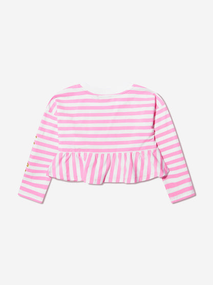 Moschino 女童条纹长袖 T 恤（粉色）