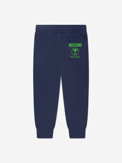 Moschino Boys Milano Logo 海军蓝慢跑裤