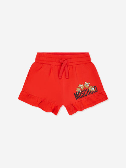 Moschino 女童红色泰迪熊徽标短裤