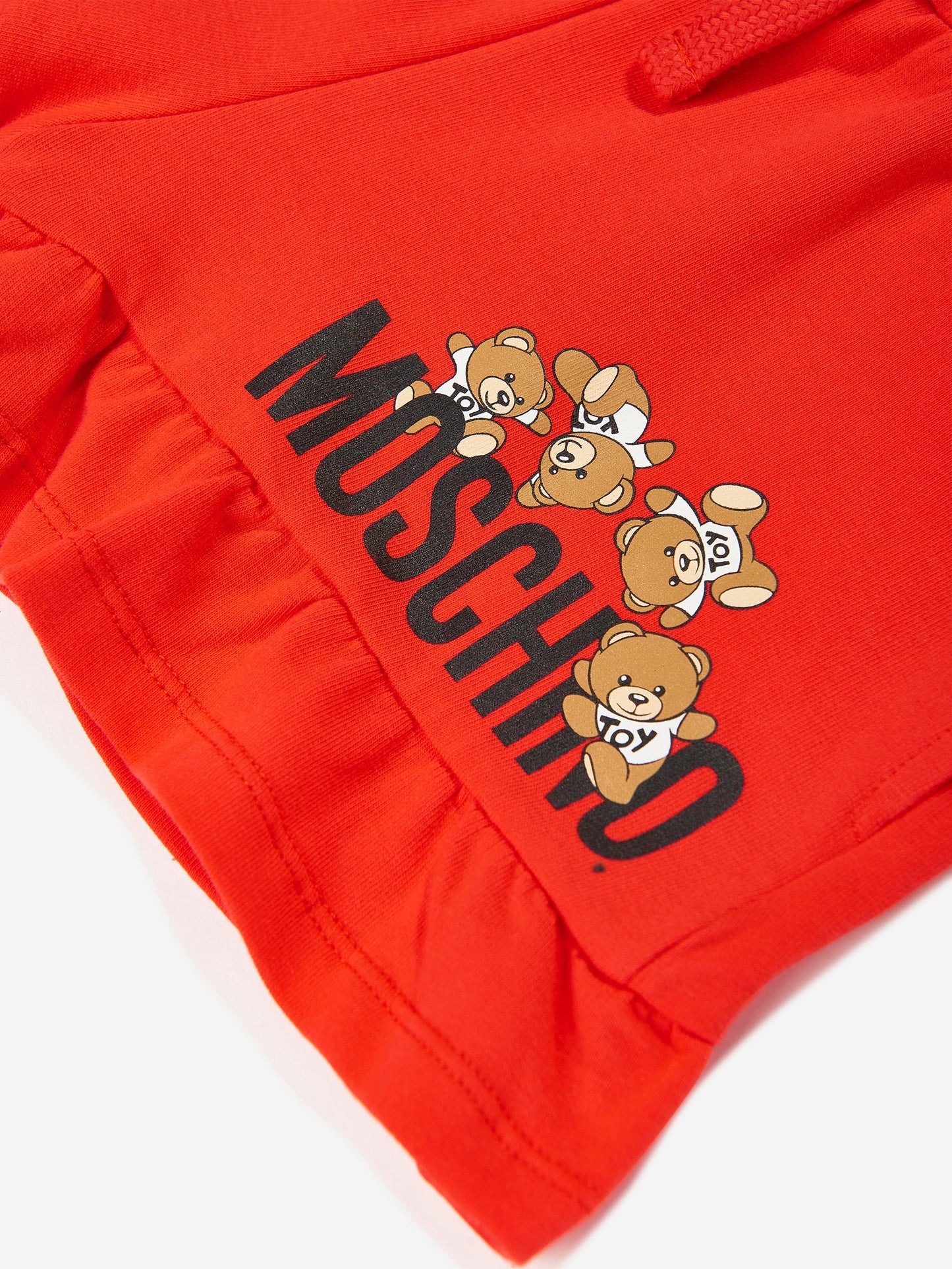 Moschino 女童红色泰迪熊徽标短裤