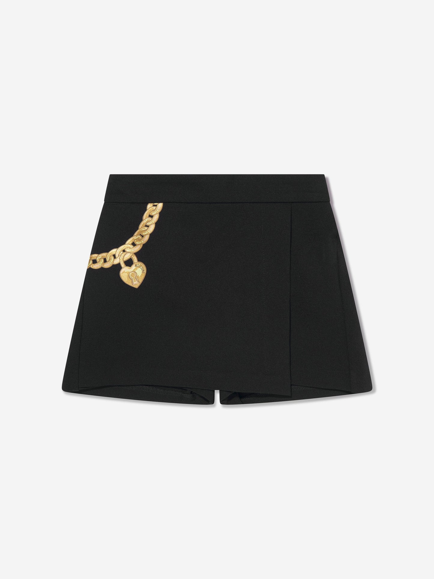 Moschino 女童链条印花短裙（黑色）