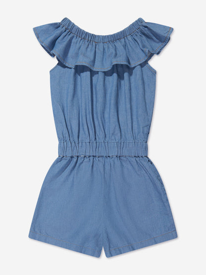 Moschino 女童蓝色 Chambray Teddy 连体裤