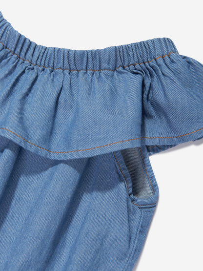 Moschino 女童蓝色 Chambray Teddy 连体裤