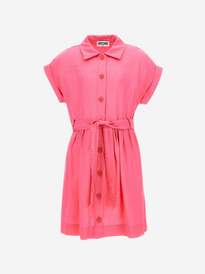 Moschino 女童粉色徽标衬衫裙
