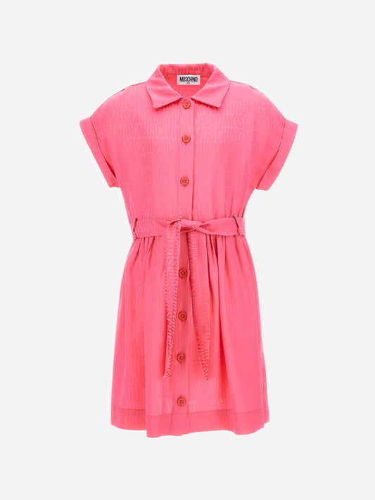 Moschino 女童粉色徽标衬衫裙