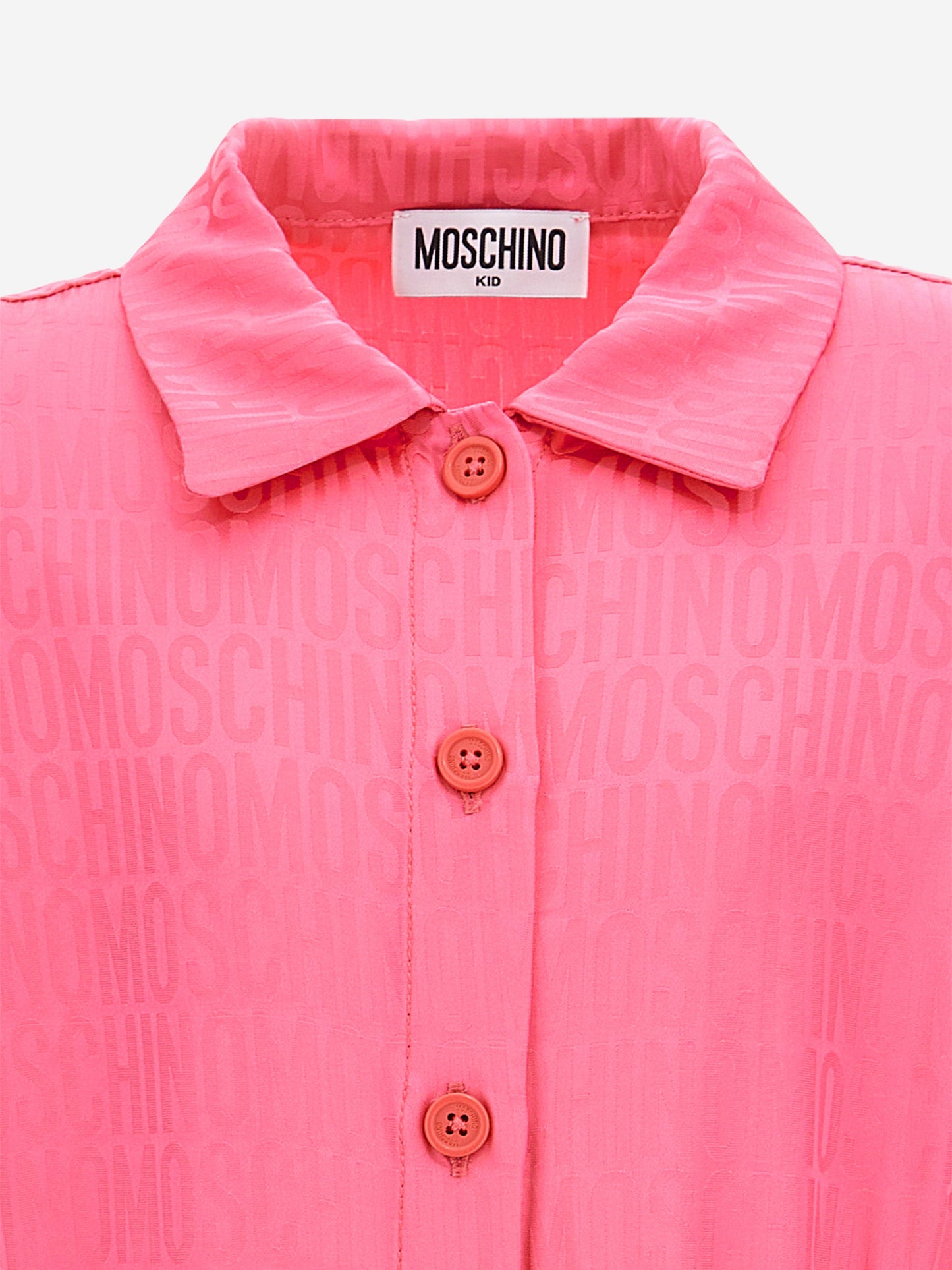 Moschino 女童粉色徽标衬衫裙