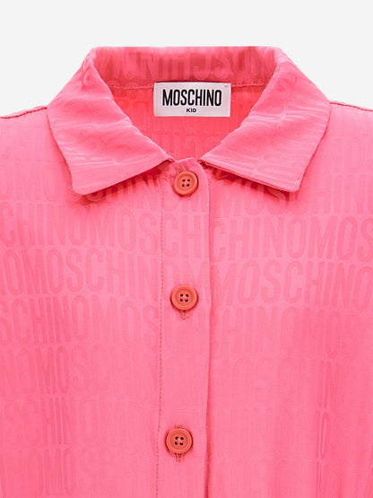 Moschino 女童粉色徽标衬衫裙
