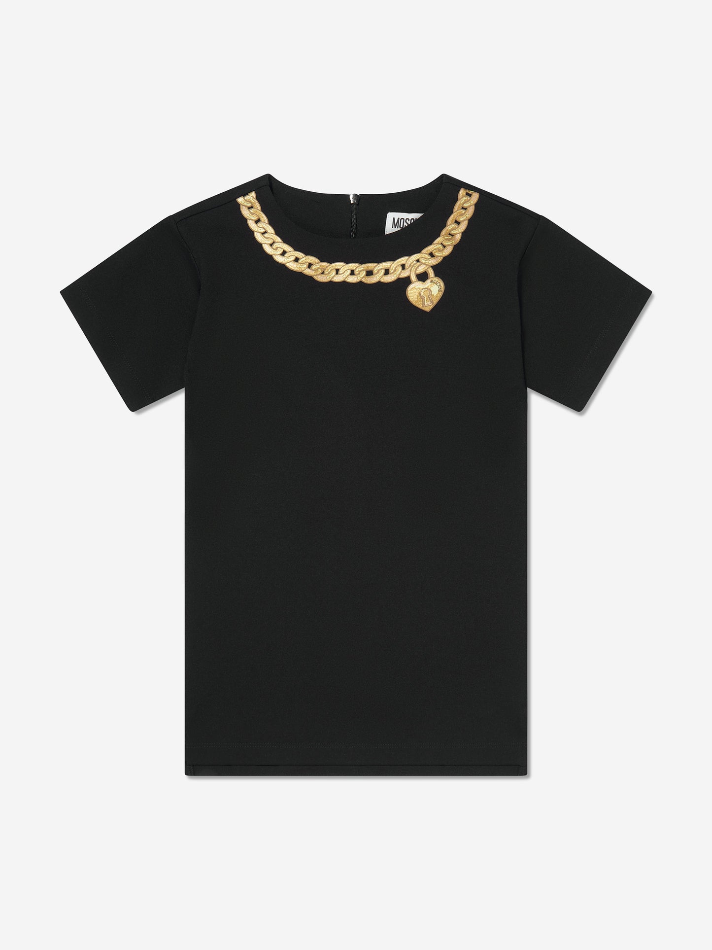 Moschino Girls 黑色项链印花连衣裙