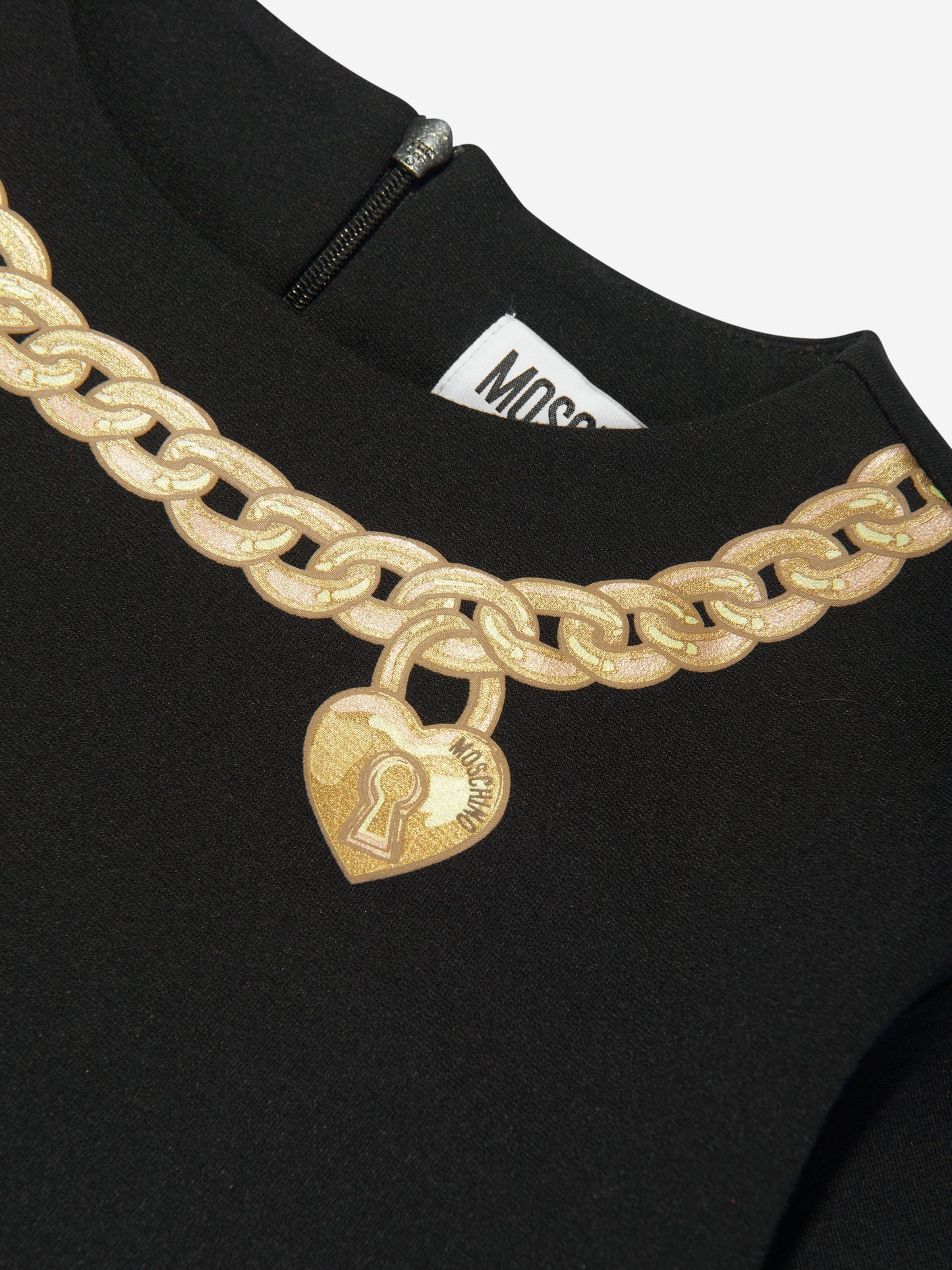 Moschino Girls 黑色项链印花连衣裙
