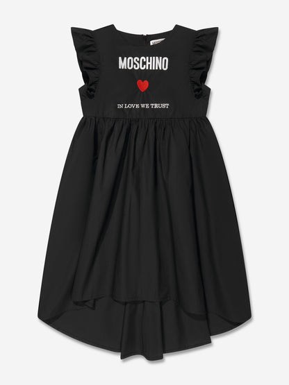 Moschino 女童黑色棉质徽标连衣裙