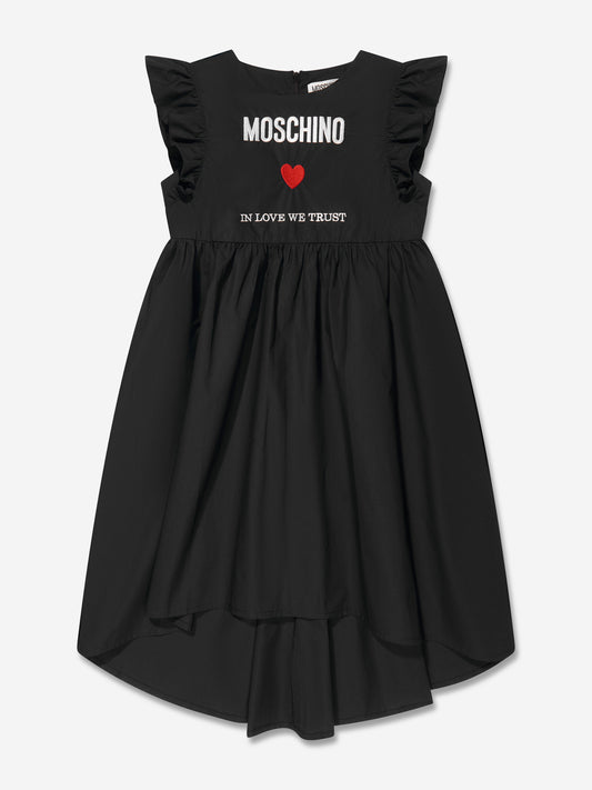 Moschino 女童黑色棉质徽标连衣裙