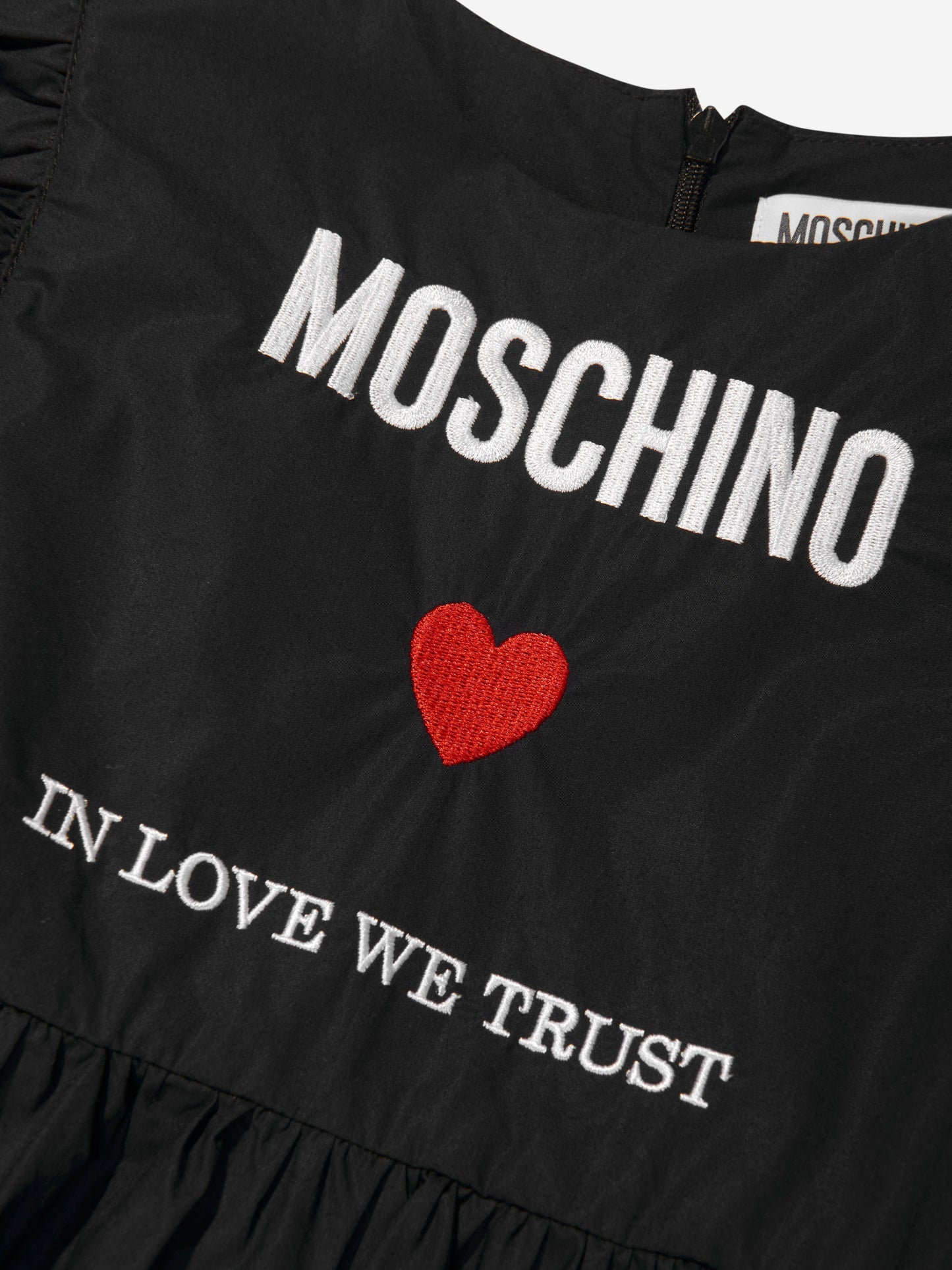 Moschino 女童黑色棉质徽标连衣裙