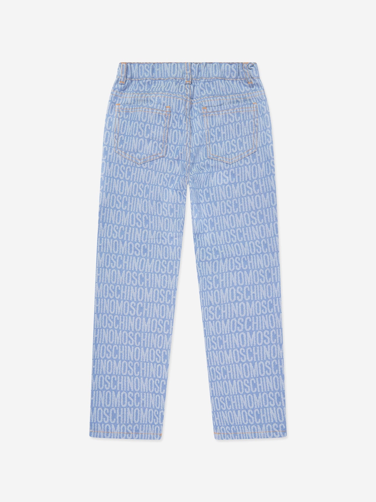 Moschino Boys 蓝色全标志牛仔裤