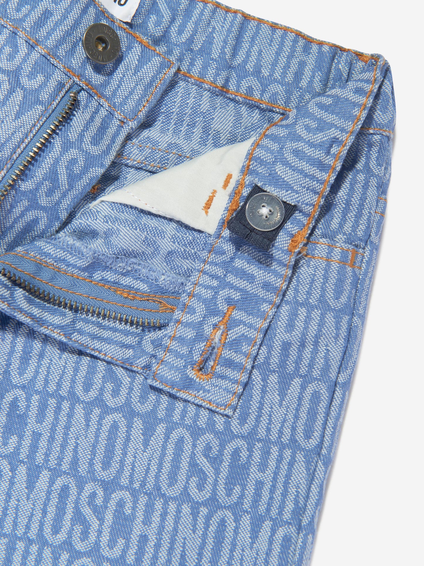 Moschino Boys 蓝色全标志牛仔裤