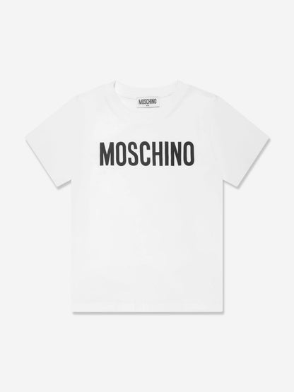 Moschino Kids 白色徽标 T 恤