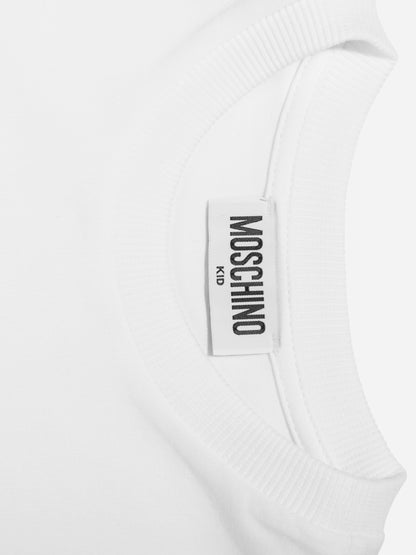 Moschino Kids 白色徽标 T 恤