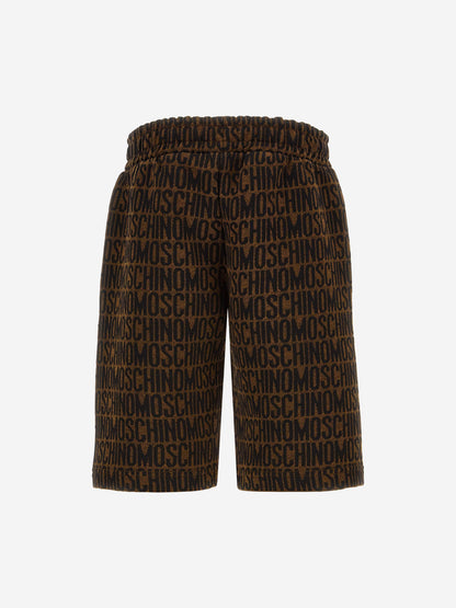 Moschino Boys 棕色全标志短裤