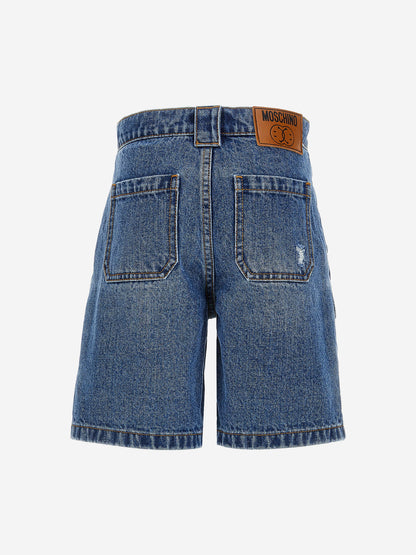 Moschino Boys 蓝色牛仔工装短裤