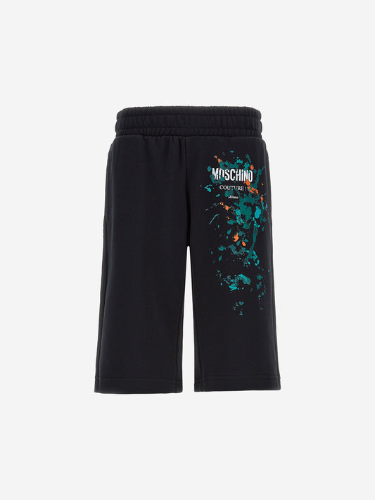 Moschino Boys 黑色 Paint Splash Logo 短裤