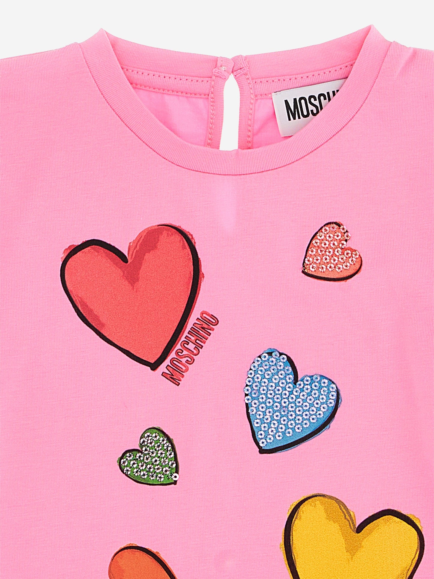 Moschino 女婴粉色心形 T 恤