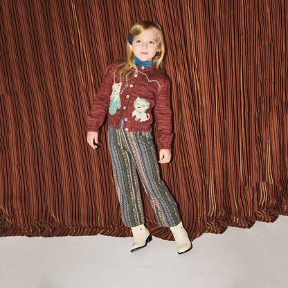 婴儿砖红色猫咪羊毛开衫