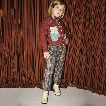 婴儿砖红色猫咪羊毛开衫