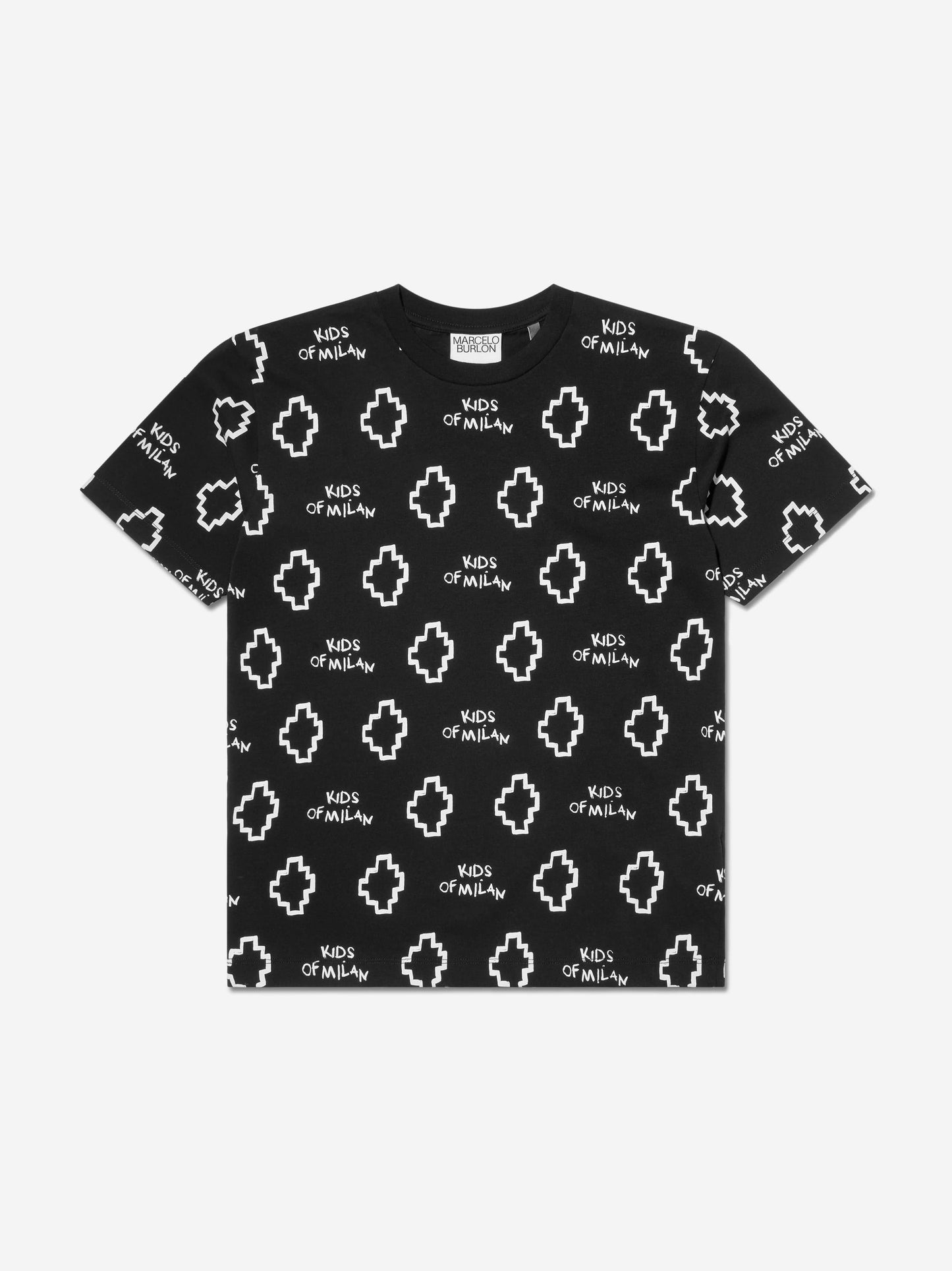 Marcelo Burlon 男童棉质短袖徽标 T 恤