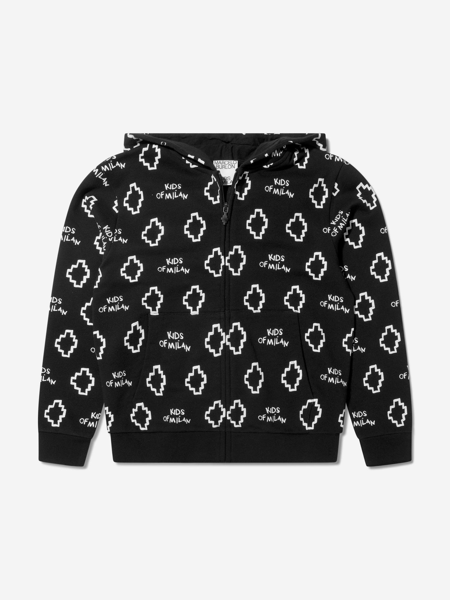 Marcelo Burlon 男童棉质徽标印花拉链上衣