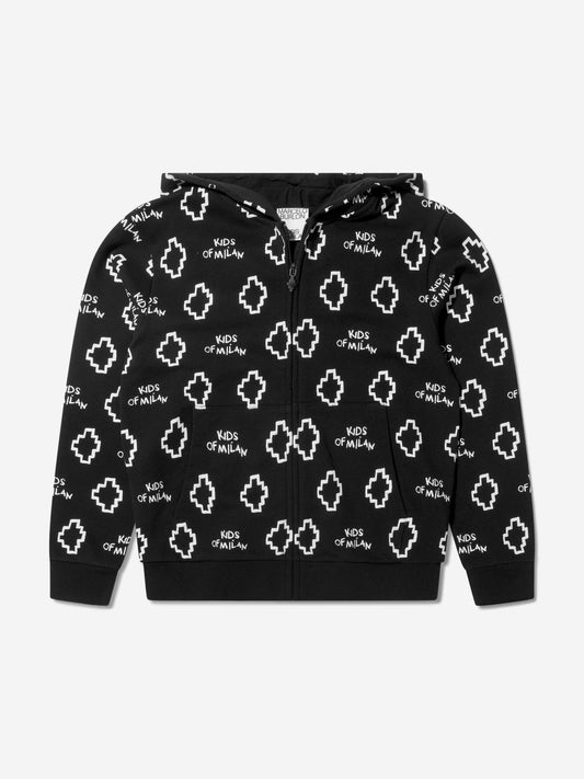 Marcelo Burlon 男童棉质徽标印花拉链上衣