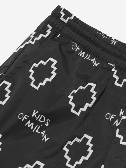 Marcelo Burlon 男童徽标印花泳裤