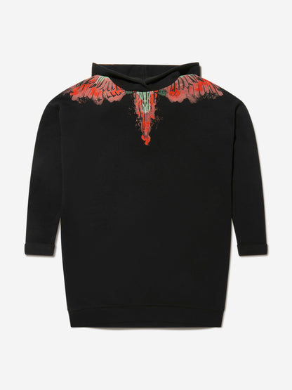 Marcelo Burlon 女童棉质翅膀连帽连衣裙
