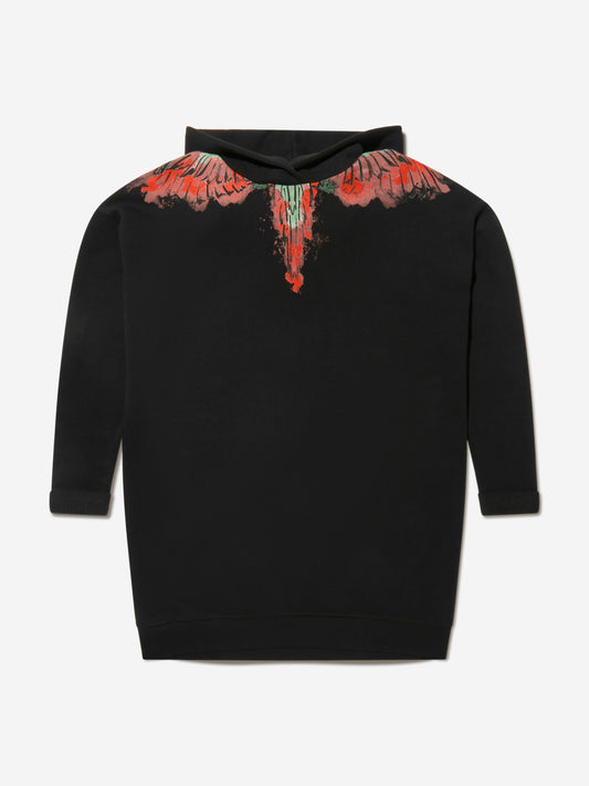 Marcelo Burlon 女童棉质翅膀连帽连衣裙
