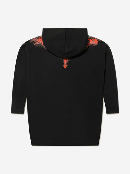 Marcelo Burlon 女童棉质翅膀连帽连衣裙