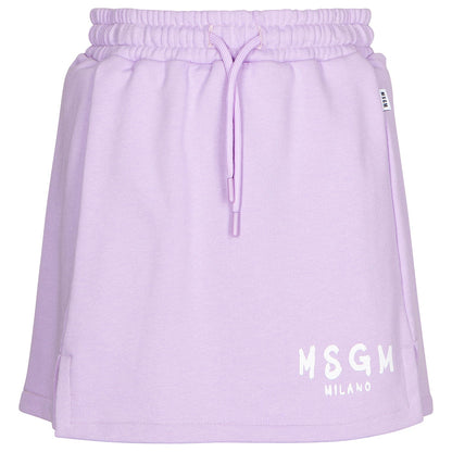 女童丁香紫Logo棉短裙