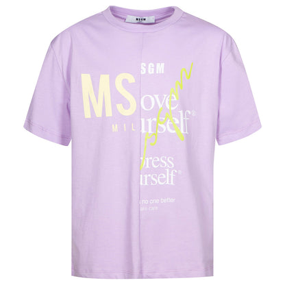 女童丁香紫Logo棉T恤