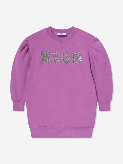 MSGM 女童紫色徽标毛衣裙