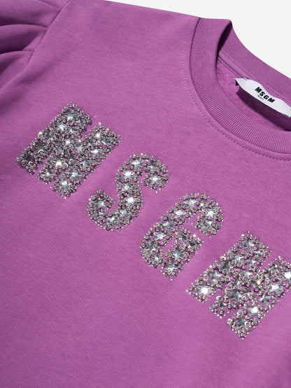 MSGM 女童紫色徽标毛衣裙