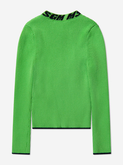 MSGM 女童罗纹针织高领毛衣（绿色）