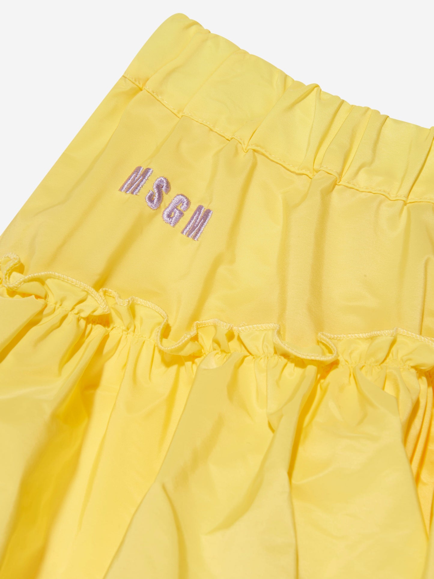 MSGM 女童中长荷叶边半身裙（黄色）