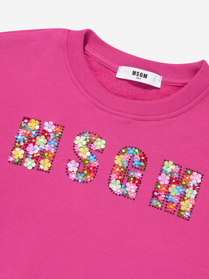 MSGM 女童短款徽标运动衫（粉色）