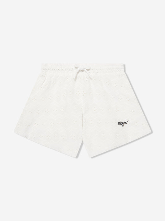 MSGM 女童喇叭短裤（白色）