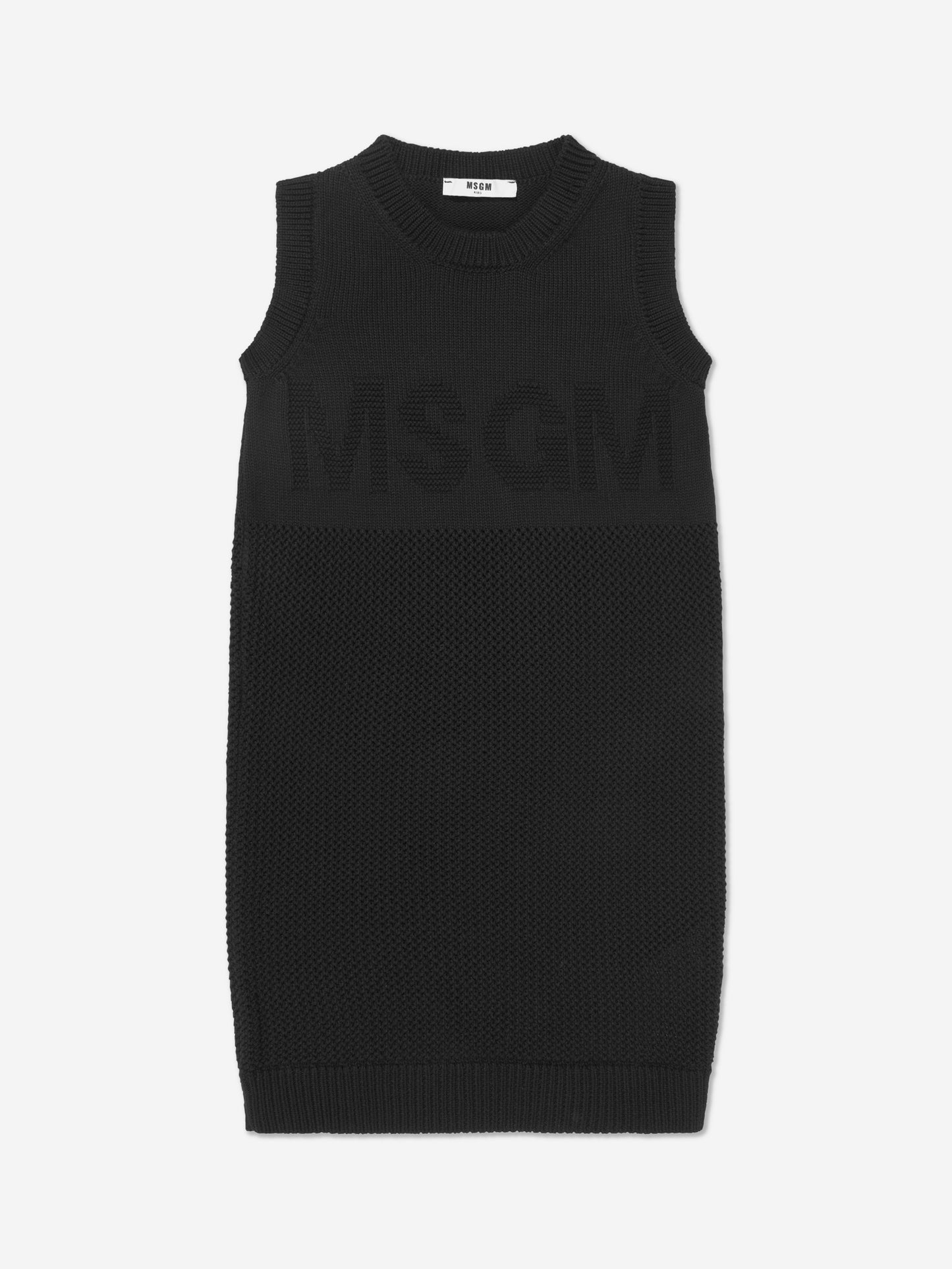 MSGM 女童黑色背心徽标连衣裙