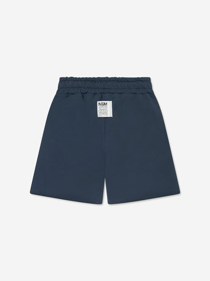 MSGM 男童海军蓝羊毛百慕大短裤