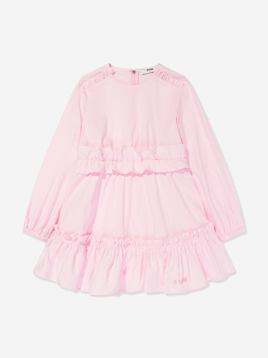 MSGM 女童粉色府绸连衣裙