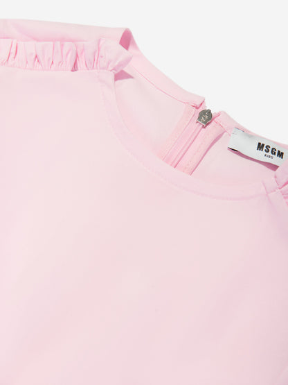 MSGM 女童粉色府绸连衣裙